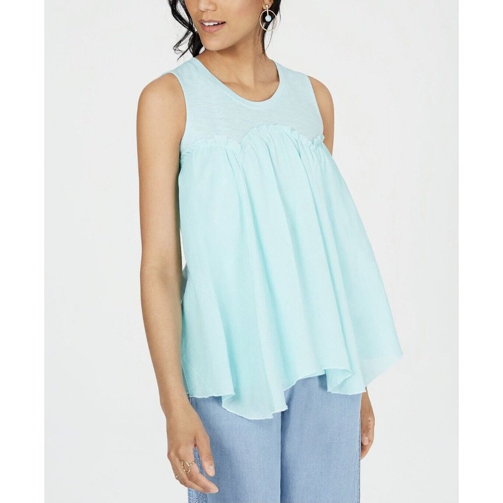 Style & Co. Womens Handkerchief Hem Pullover Blouse, Refreshing Teal, Medium